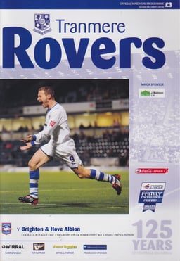 Tranmere Rovers v Brighton & Hove Albion Match Programme 2009-10-17